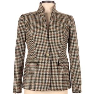 J.Crew Olive Houndstooth Regent Moon English Wool Blazer 6 Petite